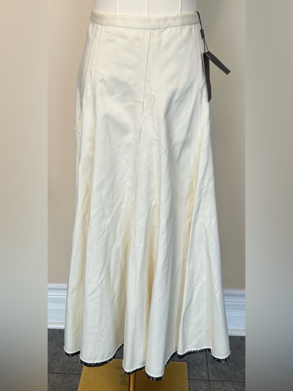 MASSIMO DUTTI Flounce Midi Denim Skirt With Contrasting Detail size US 6 - Picture 4 of 9